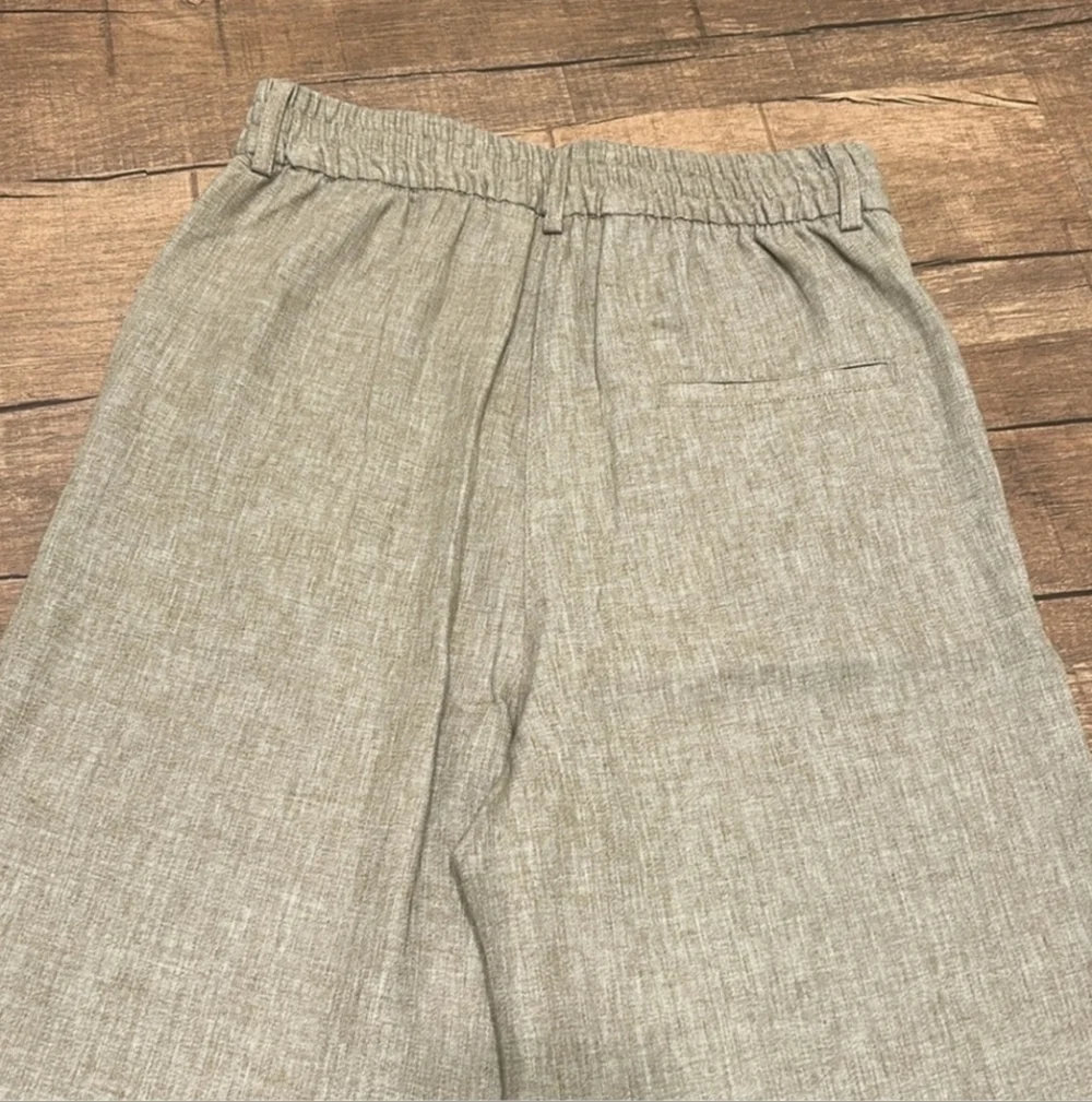 Zara ZW Collection Linen Blend Ankle Trousers NWT Taupe Beige XS